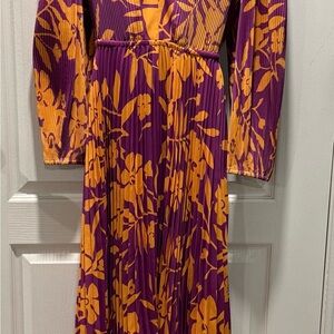 Milly Long Sleeve Dress in Purple and Orange Floral